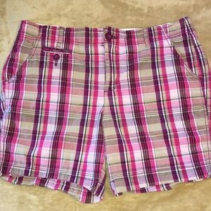 Faded Glory Women’s Size 12 Pink/Purple/Gray/Black Plaid Shorts